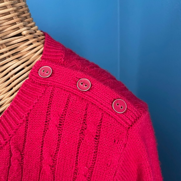 Talbots Red Cable Knit Women’s Sweater Crew Neck Size Large Cotton Blend - Picture 4 of 11